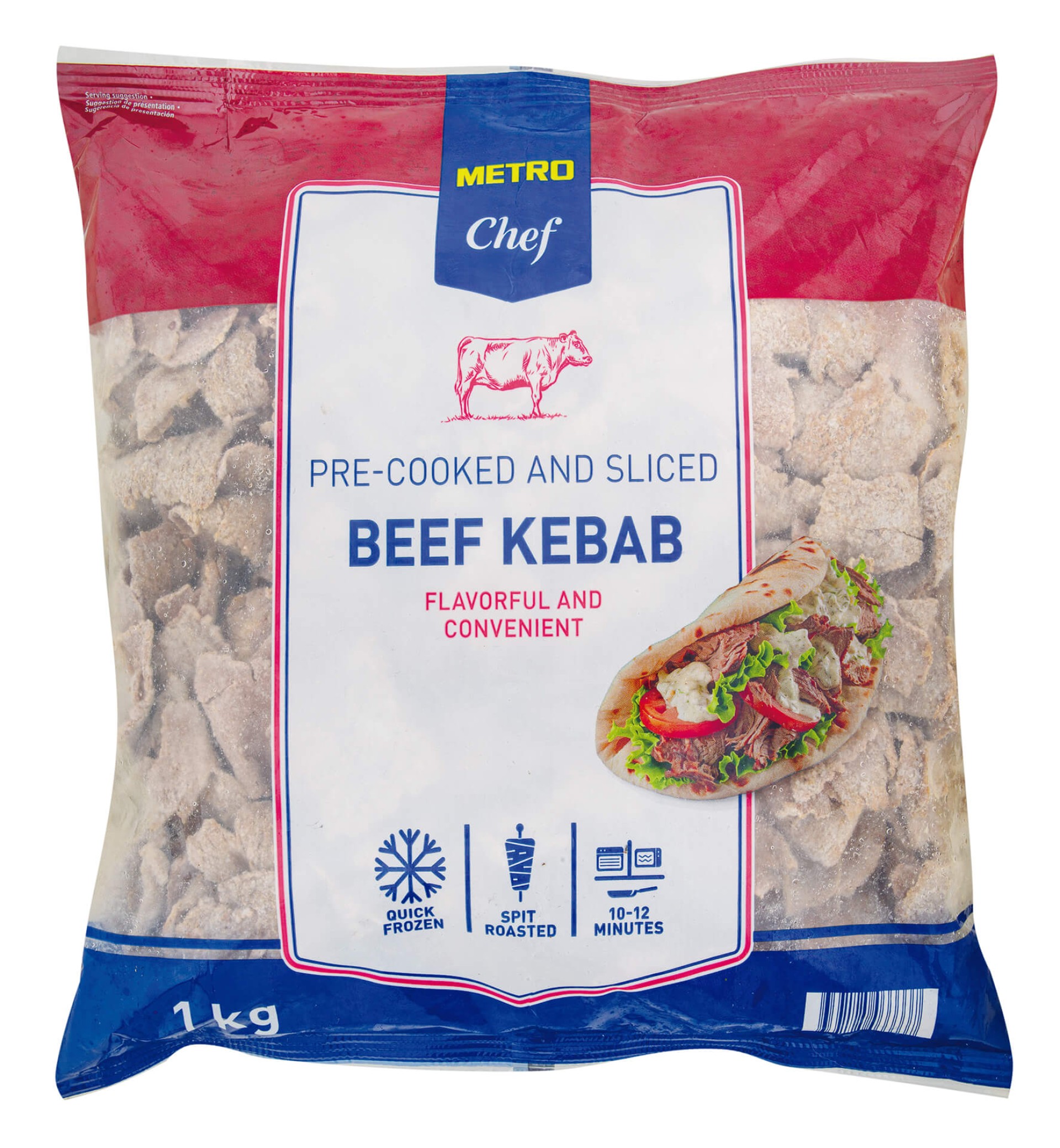 Kebab Vaca Fatiado Congelado METRO Chef 8x1 kg