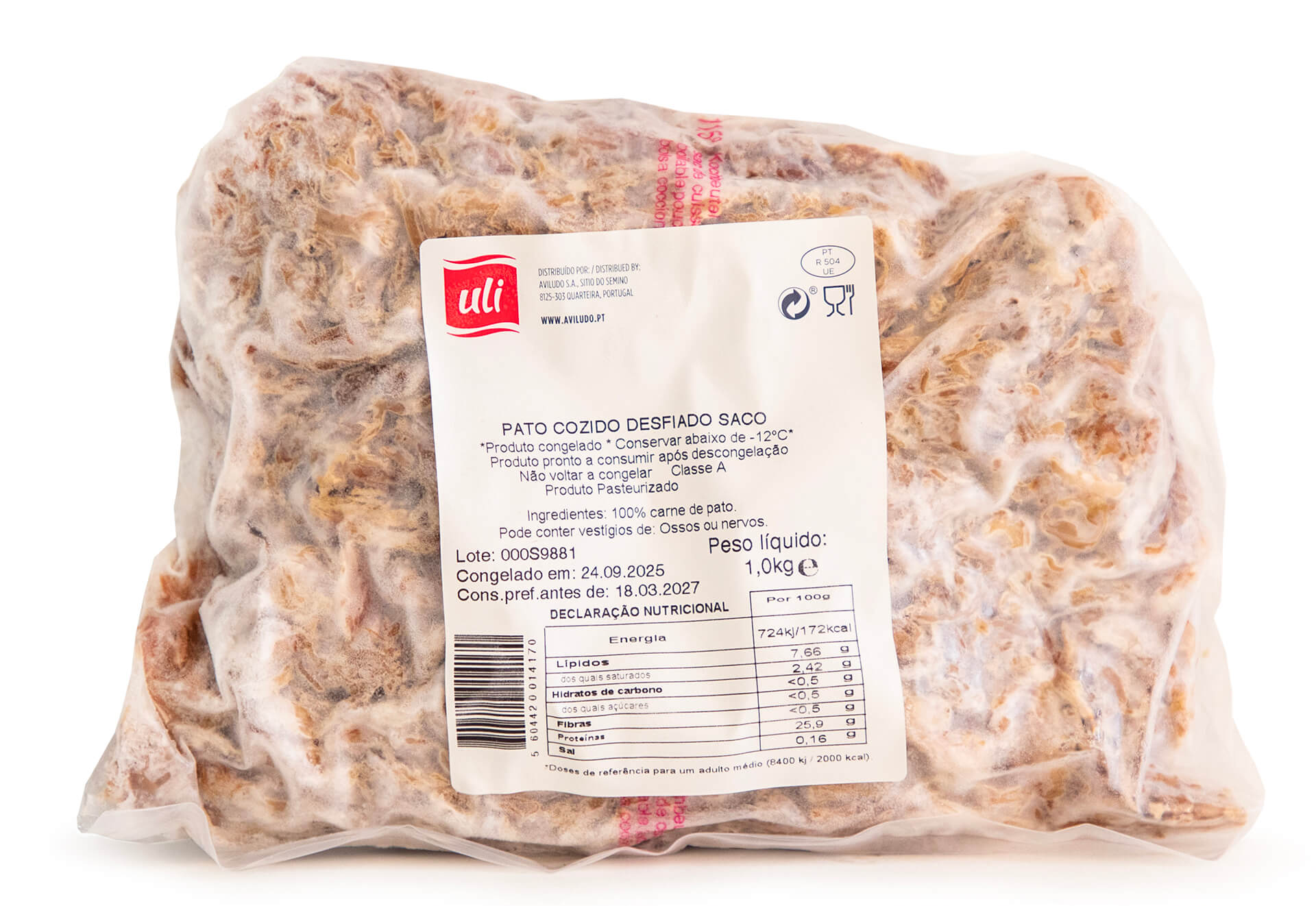 Pato Desfiado Congelado Uli 4x1 kg Pato Desfiado Congelado Uli 4x1 kg