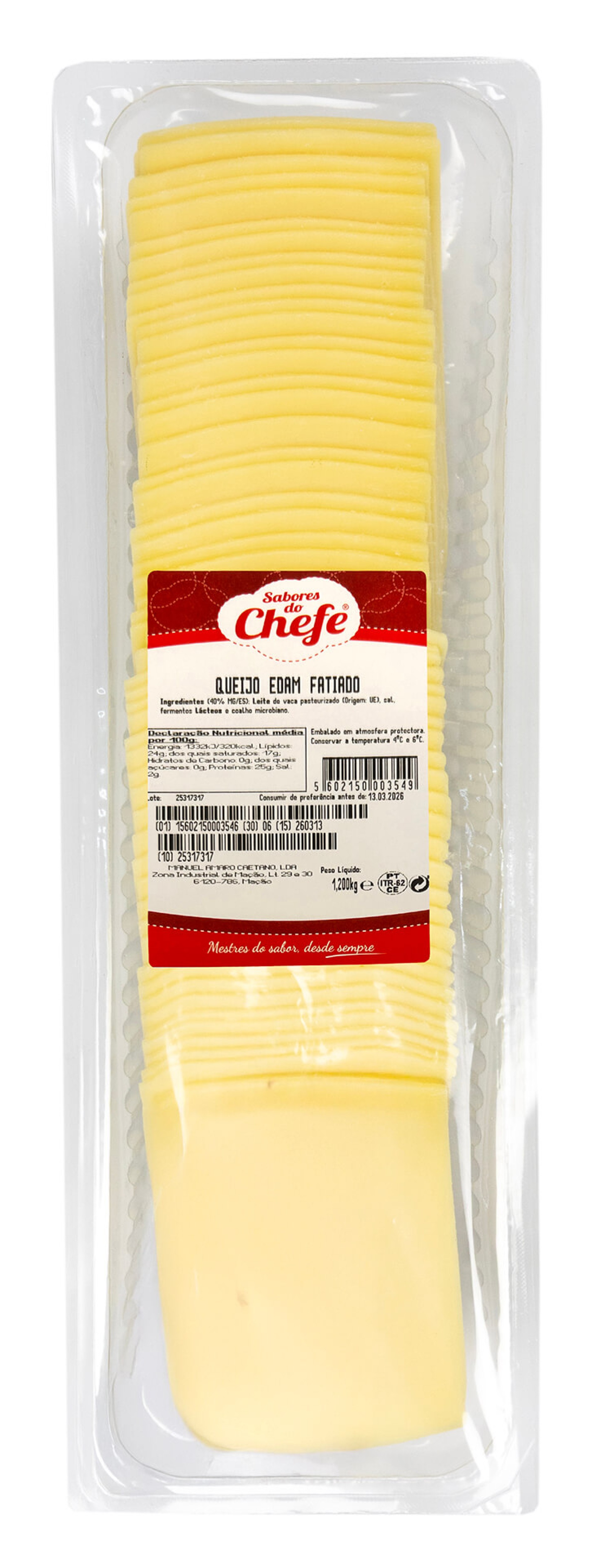 Queijo Edam Fatiado Sabores do Chefe 1,2 kg Queijo Edam Fatiado Sabores do Chefe 1,2 kg