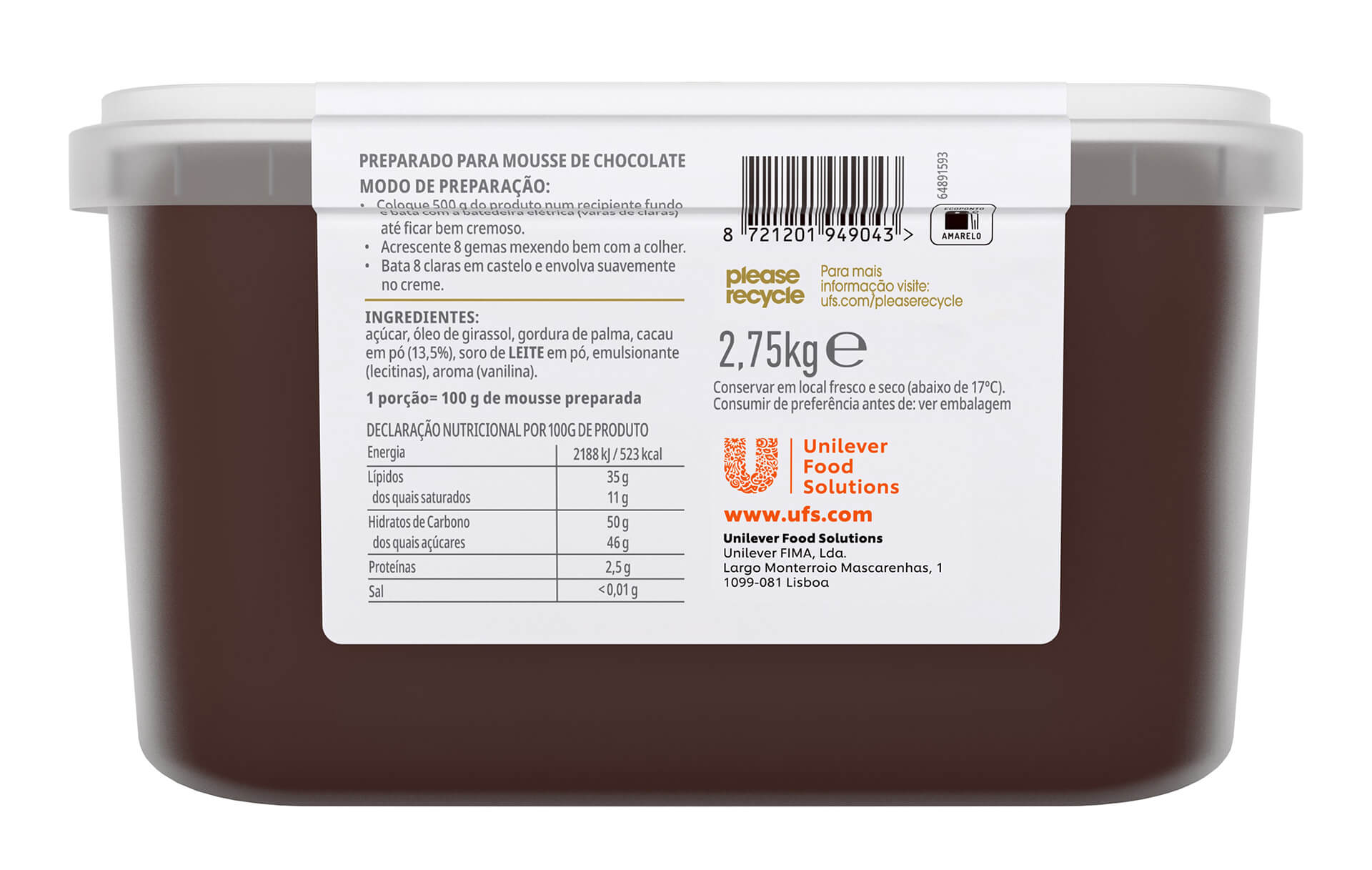 Base Mousse Chocolate Carte D`Or 2x2,75 kg