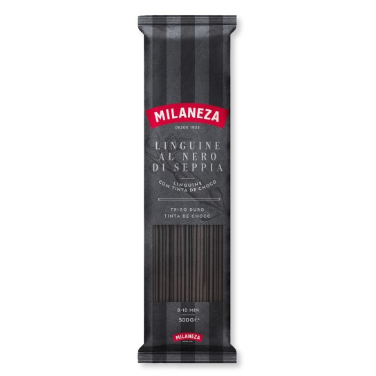 Massa Linguine Nero Seppia Milaneza 20x500 g Massa Linguine Nero Seppia Milaneza 20x500 g