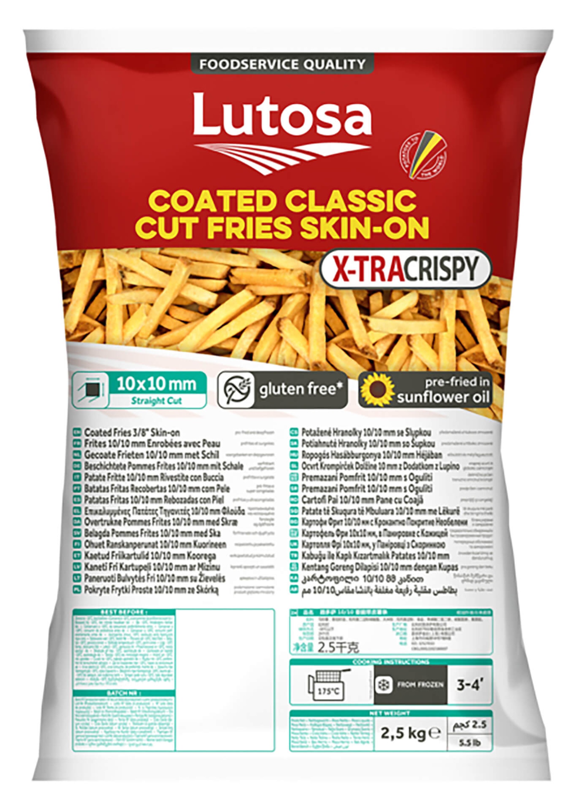 Batata Palito c/ Pele 10/10 Congelada Lutosa 4x2,5 kg