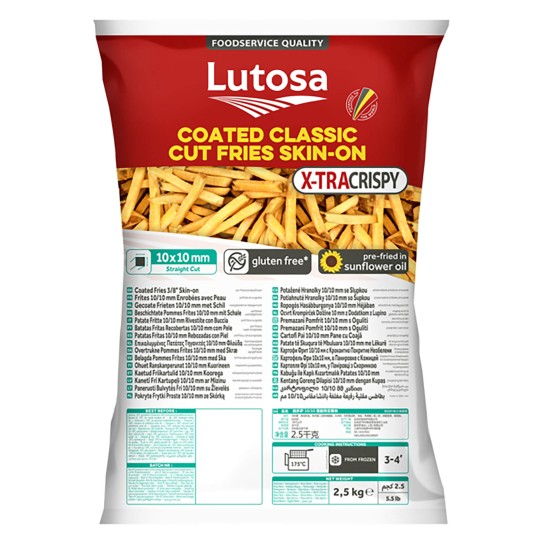 Batata Palito c/ Pele 10/10 Congelada Lutosa 4x2,5 kg