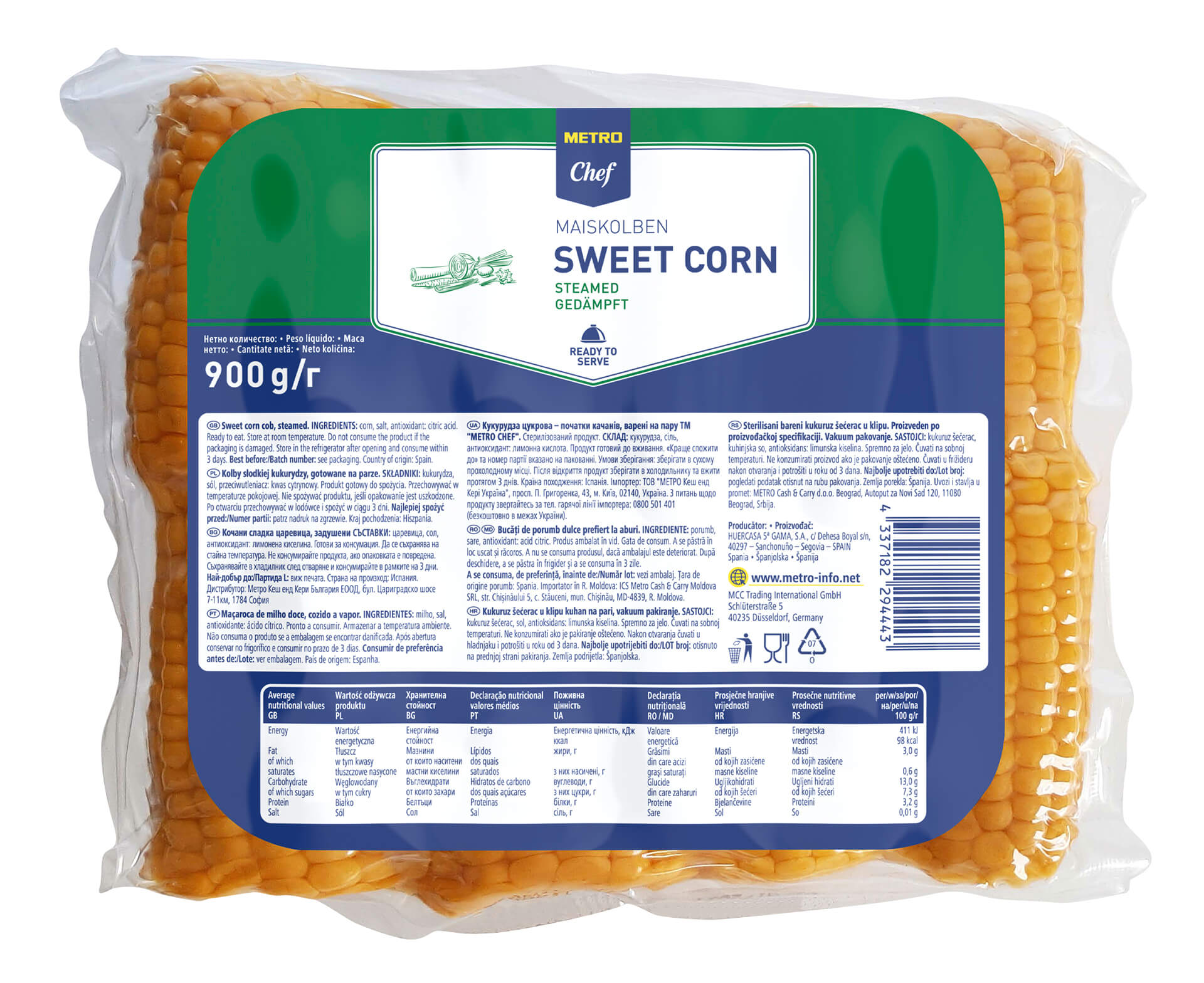 Milho Espiga Cozido METRO Chef 900 g Milho Espiga Cozido METRO Chef 900 g