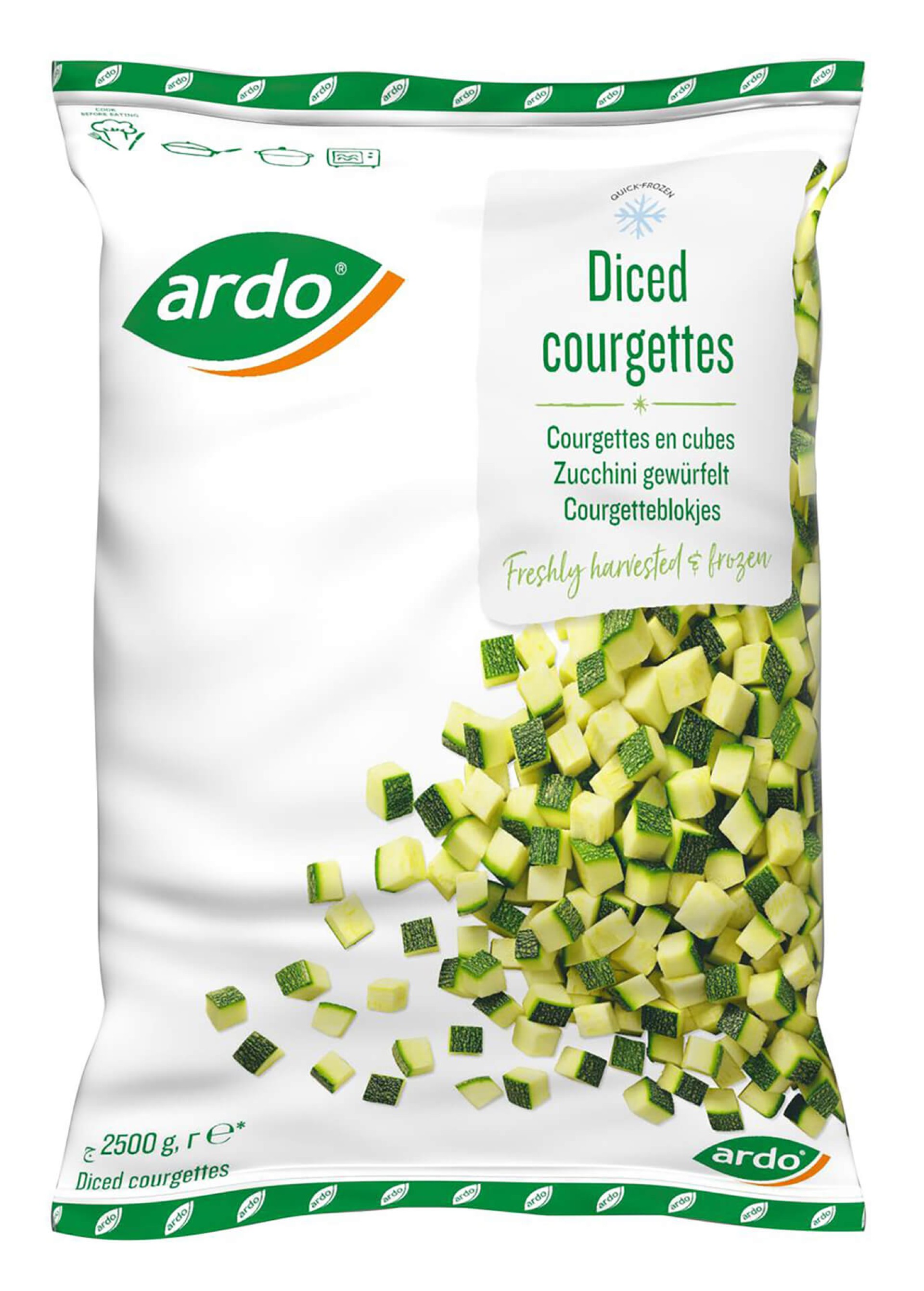 Courgette Cubos 10x10 mm Congelado Ardo 4x2,5 kg