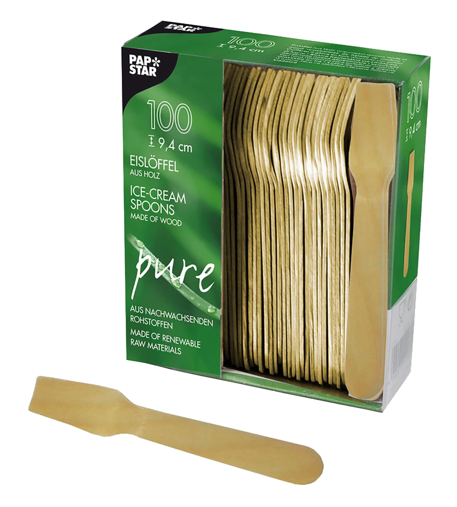 Colher Gelado Madeira 9,4 cm 10x100 Un