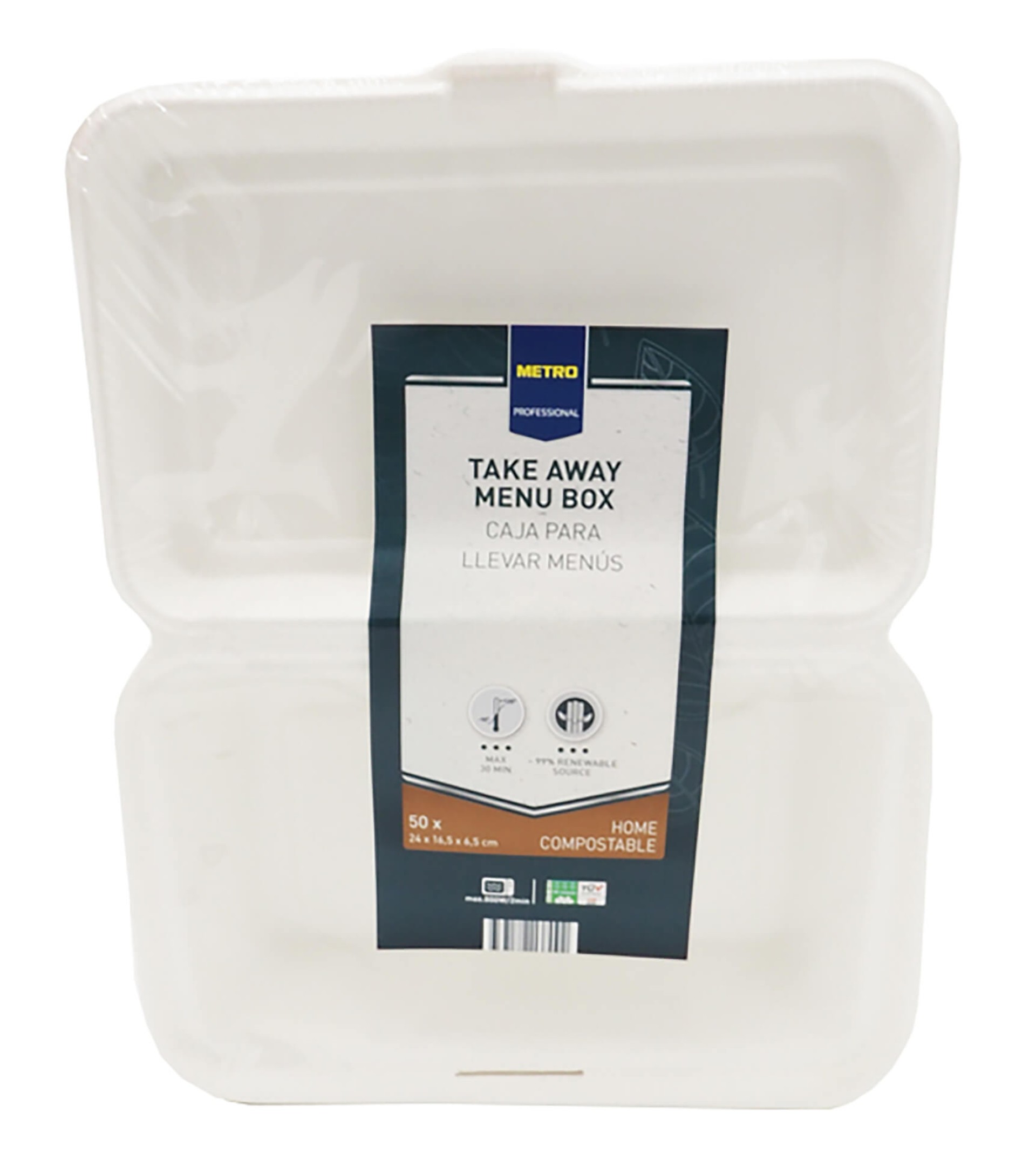 Caixa Cart�o TakeAway 1 Compartimento METRO Profissional 4x50 Un