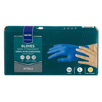Luvas Nitrilo Azul Tamanho L METRO Profissional 10x100 Un