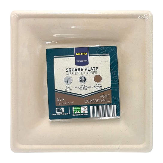 Prato Quadrado 16x16cm METRO Profissional 10x50 Un Prato Quadrado 16x16cm METRO Profissional 10x50 Un