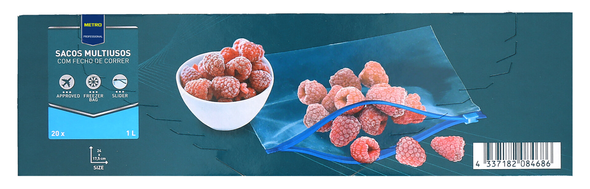 Sacos Congelação c/ Fecho 1l METRO Profissional 24x20 Un Sacos Congelação c/ Fecho 1l METRO Profissional 24x20 Un