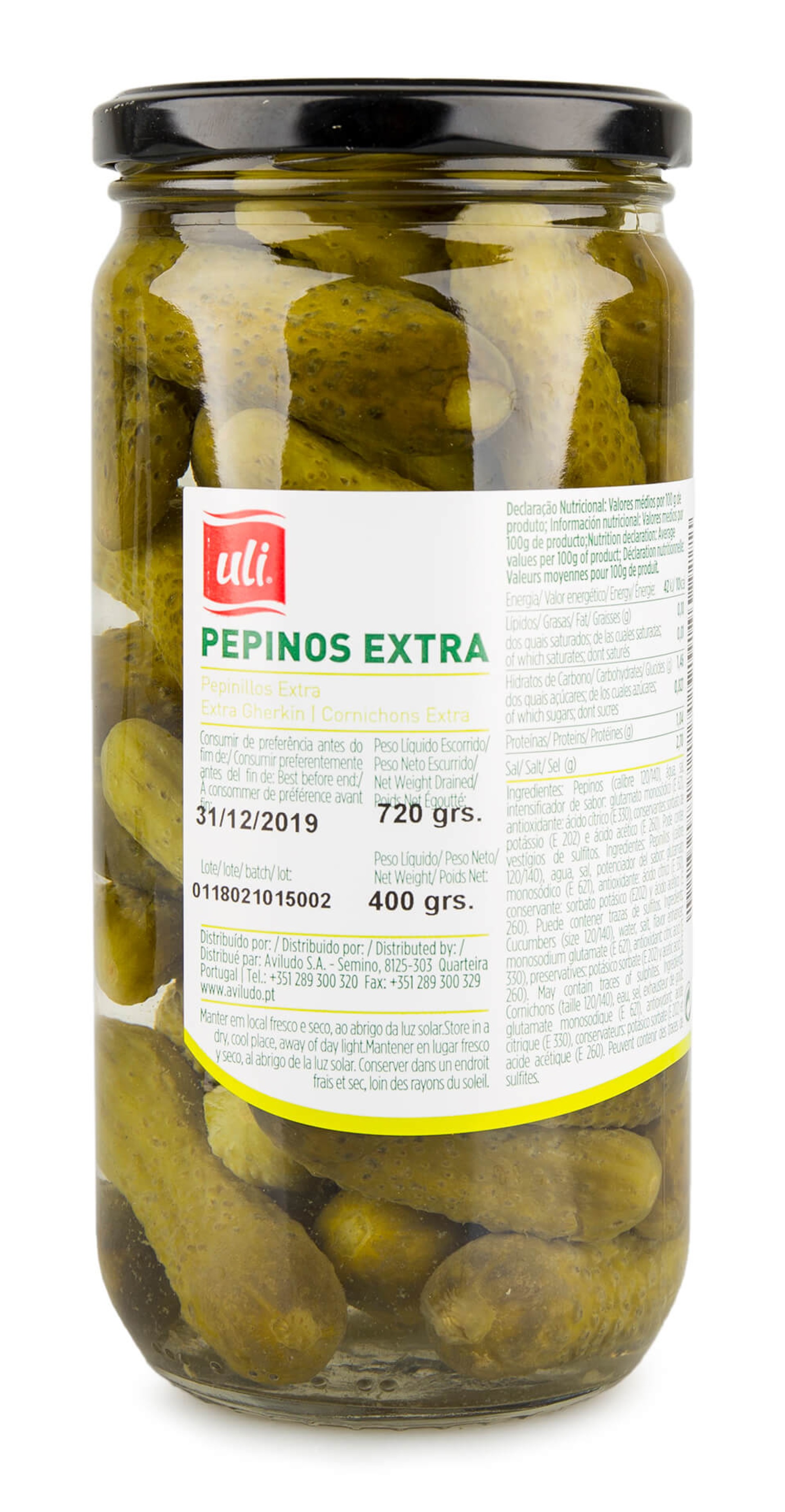 Pepinos Extra Uli Frasco 6x720 g Pepinos Extra Uli Frasco 6x720 g