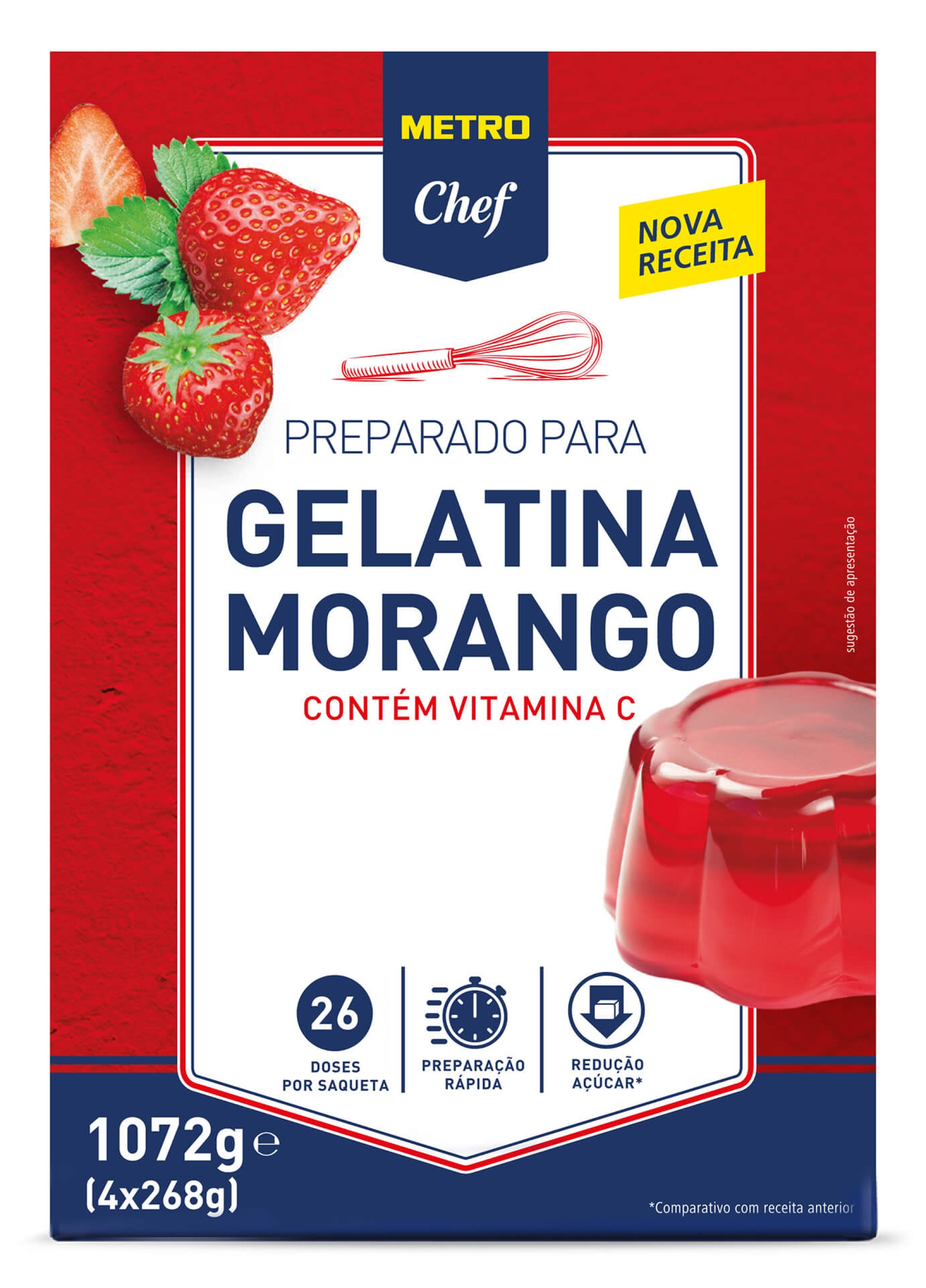 Gelatina Morango METRO Chef 4x4x268 g