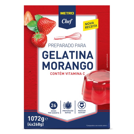 Gelatina Morango METRO Chef 4x4x268 g
