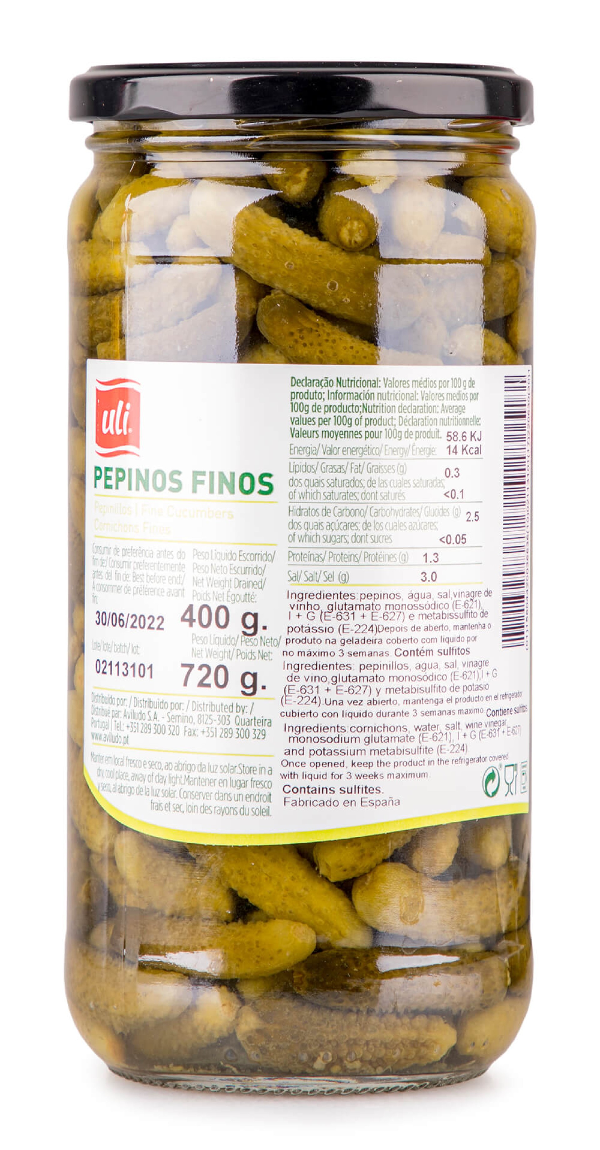 Pepinos Finos Uli Frasco 6x720 g Pepinos Finos Uli Frasco 6x720 g