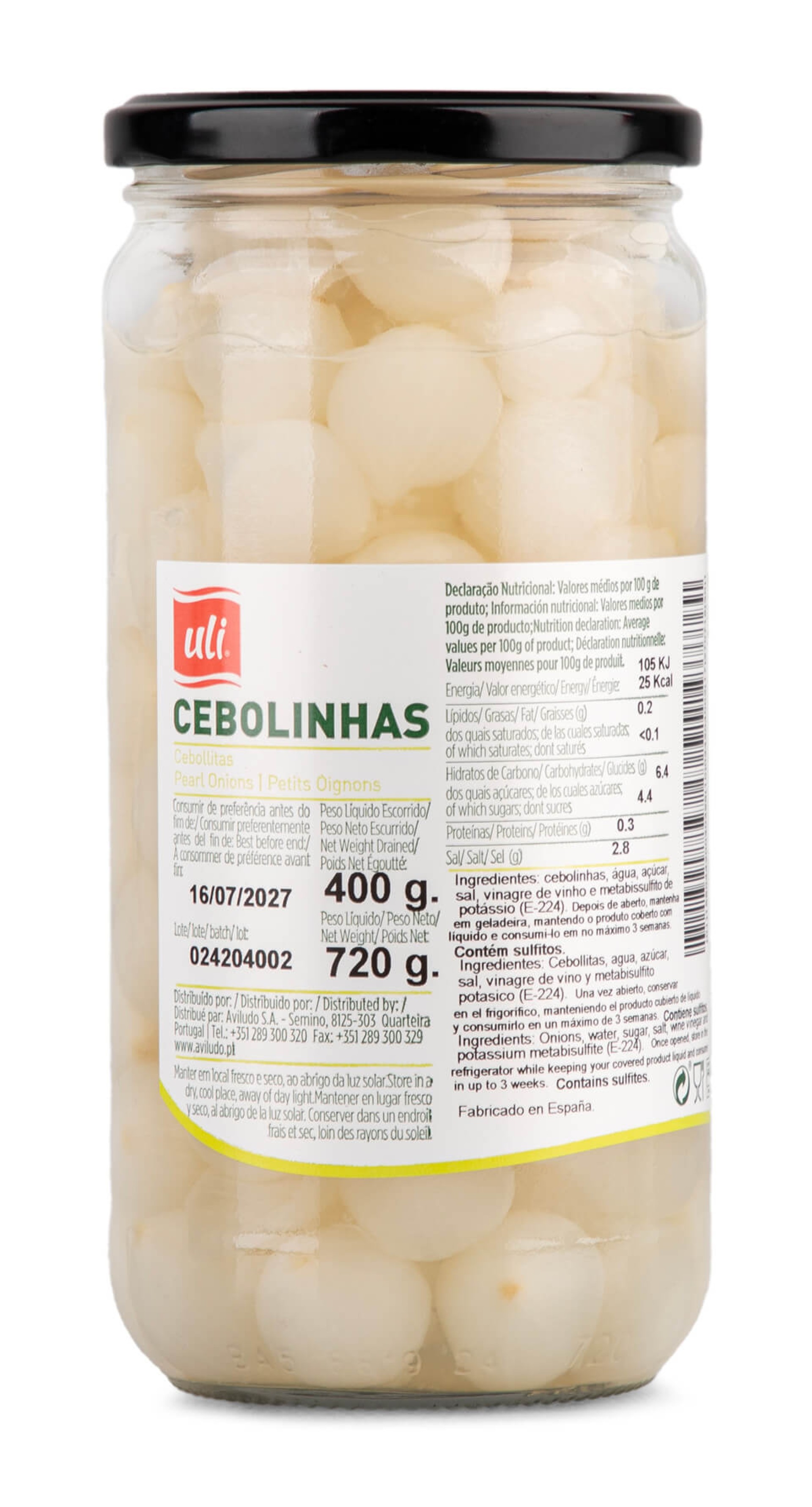 Cebolinhas Vinagre Uli Frasco 6x720 g