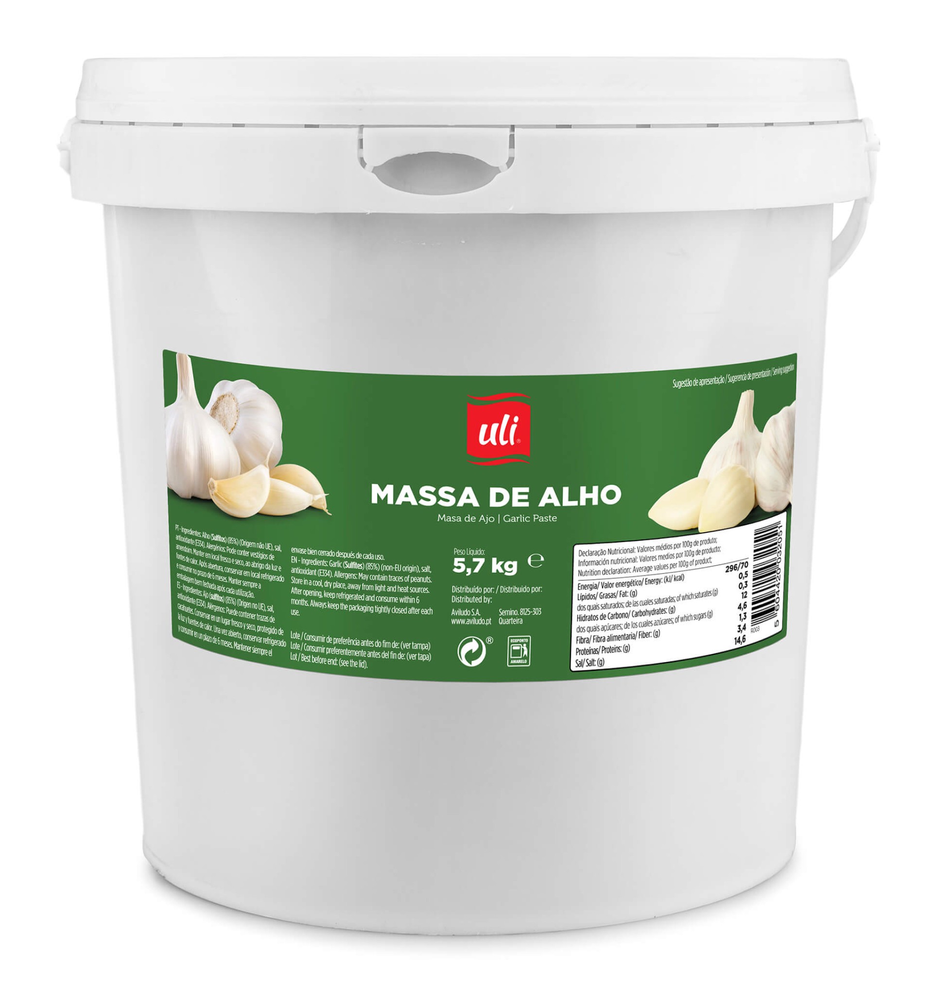 Massa Alho c/ Sal Uli Balde 5,7 kg