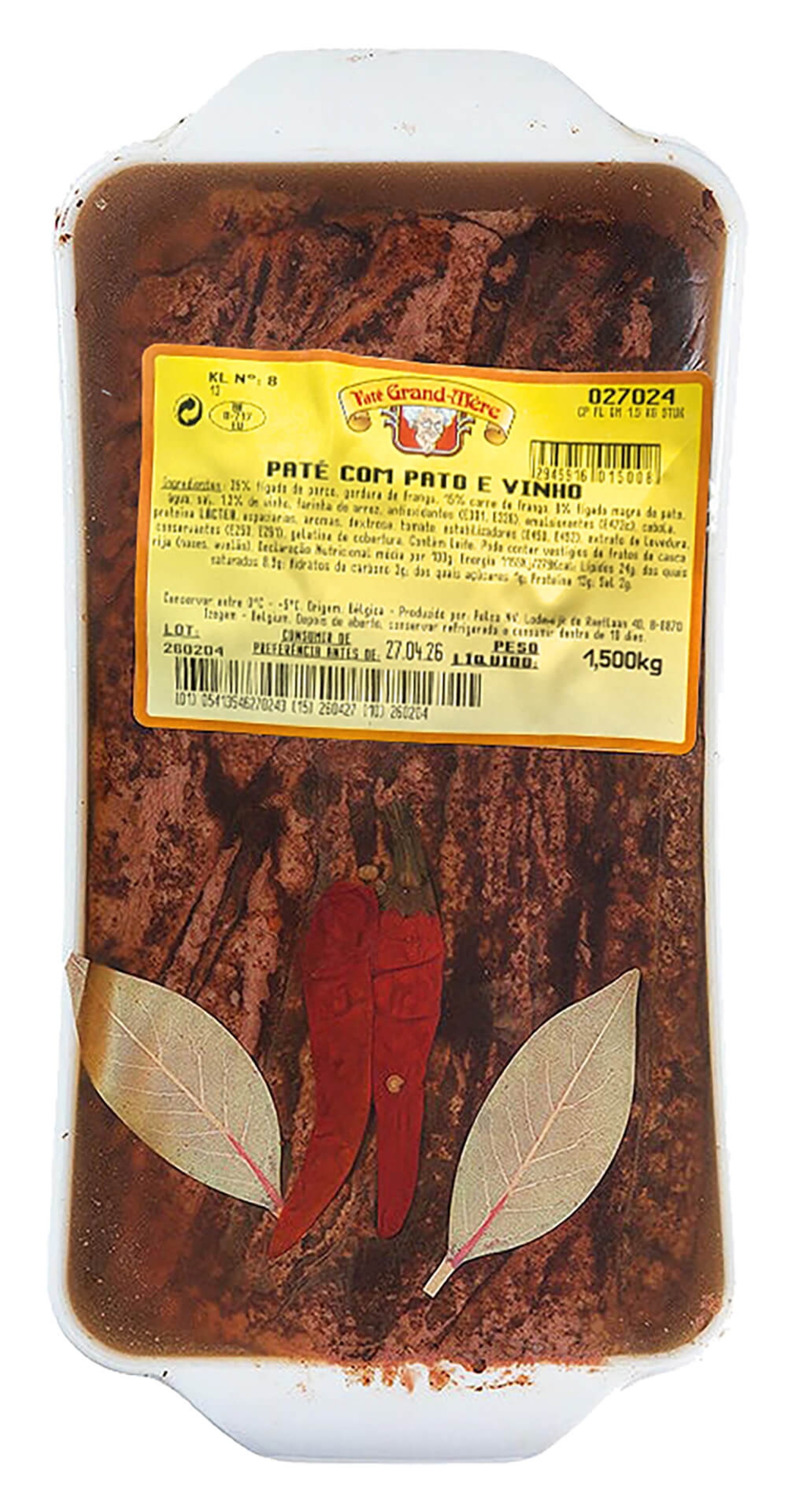 Pat� Pato c/ Vinho Terrina 2x1,5 kg