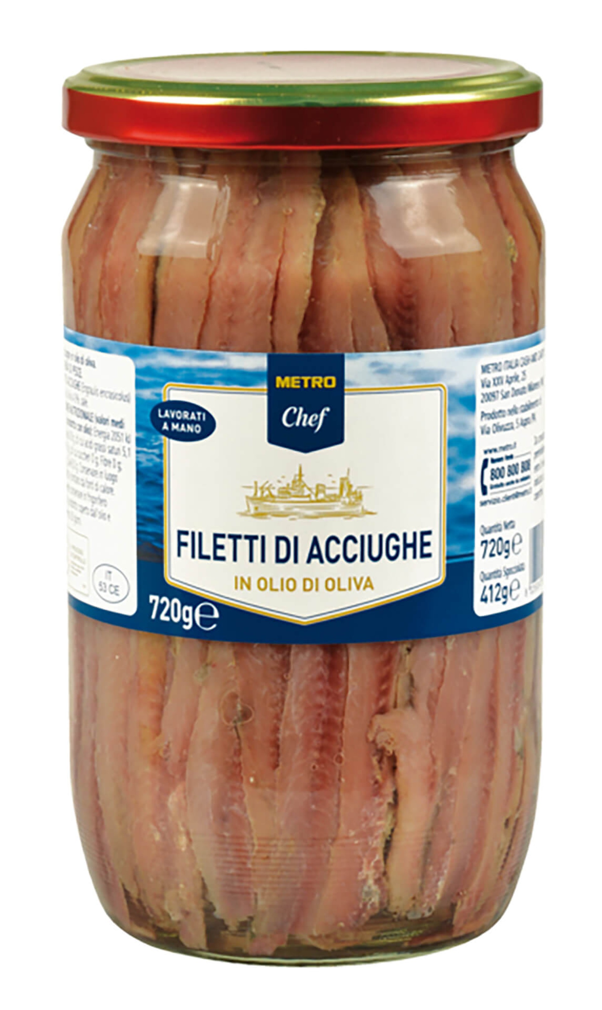 Filete Anchova Azeite METRO Chef 6x720 g