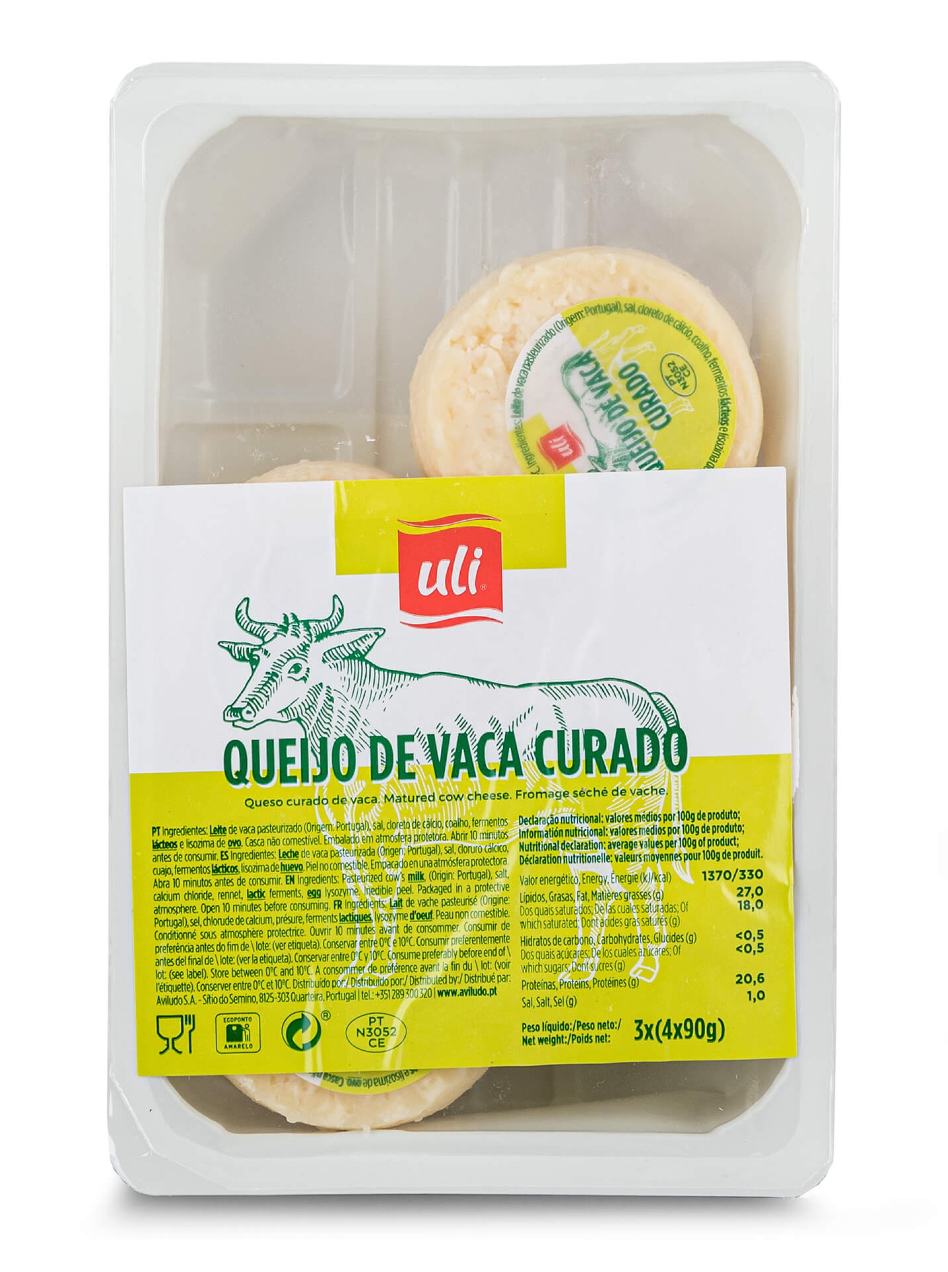 Queijo Vaca Curado Uli 4x90 g Queijo Vaca Curado Uli 4x90 g