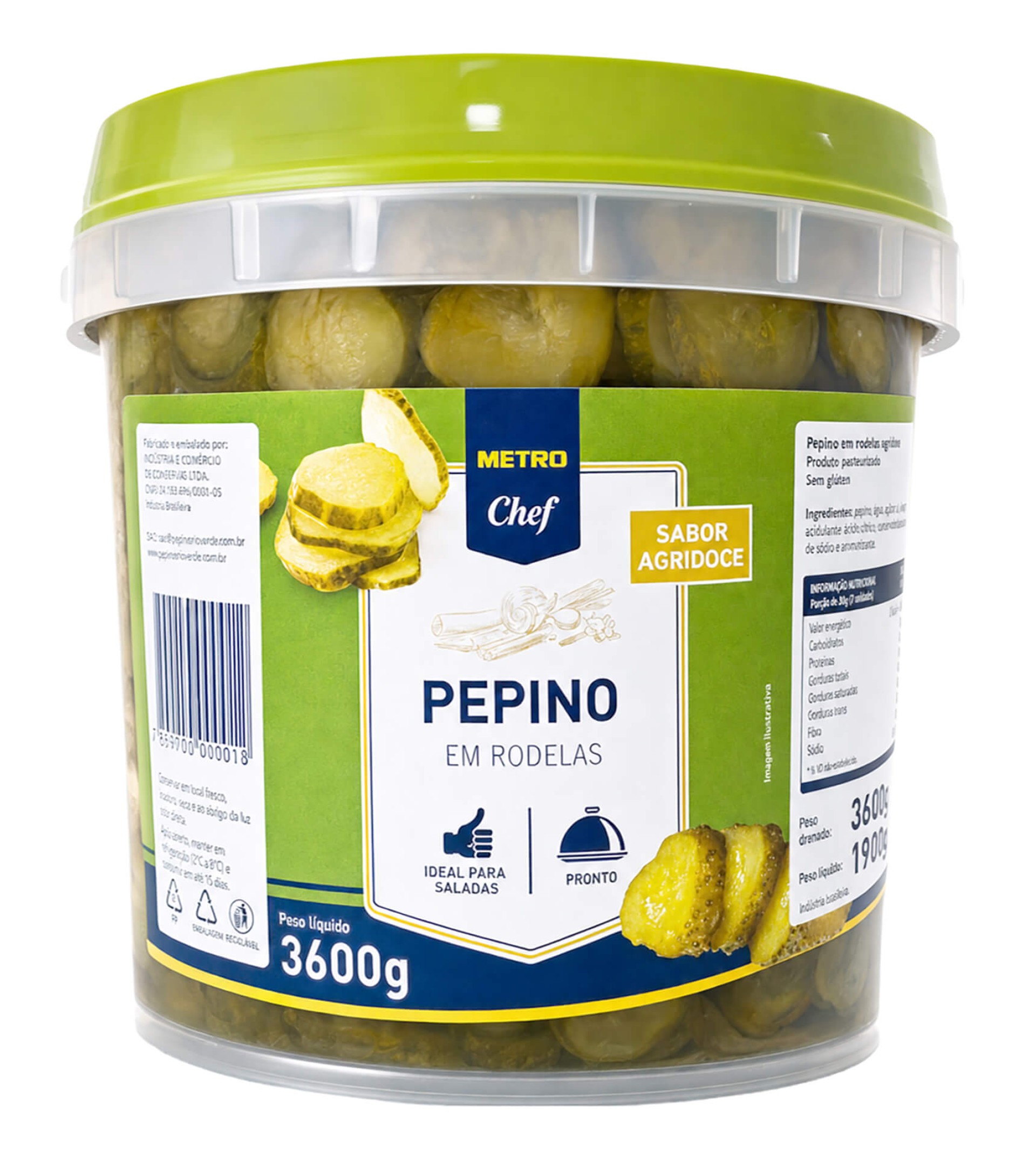 Pepino Agridoce Laminado METRO Chef Balde 3,6 kg