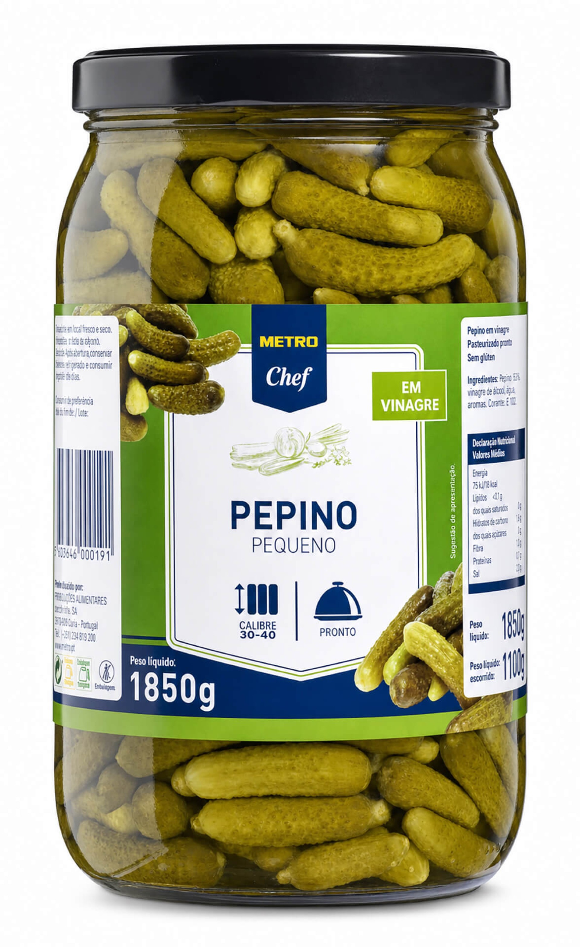 Pepino Vinagre Pequeno METRO Chef Frasco 1,85 kg