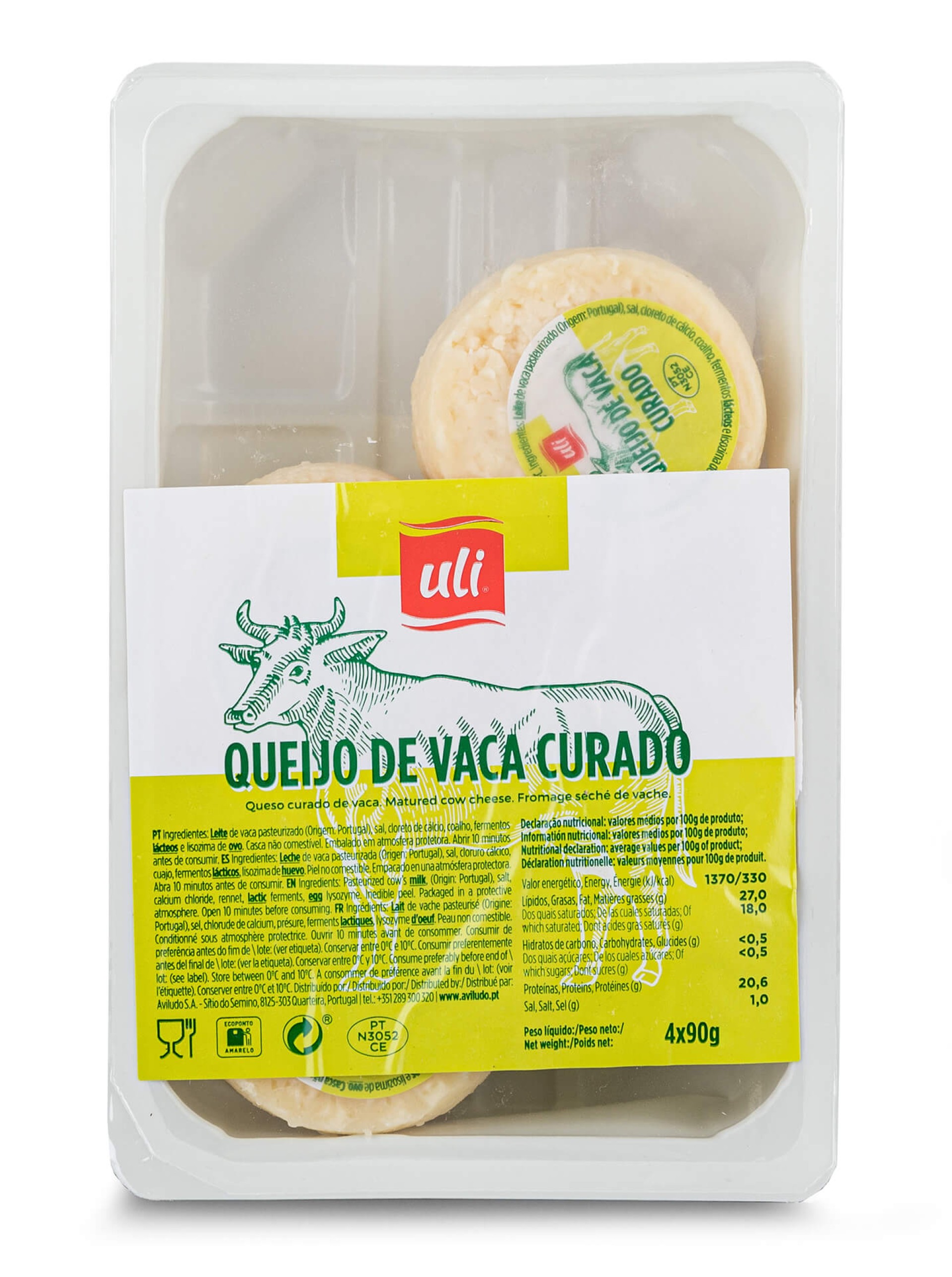 Queijo Vaca Curado Uli 4x90 g Queijo Vaca Curado Uli 4x90 g