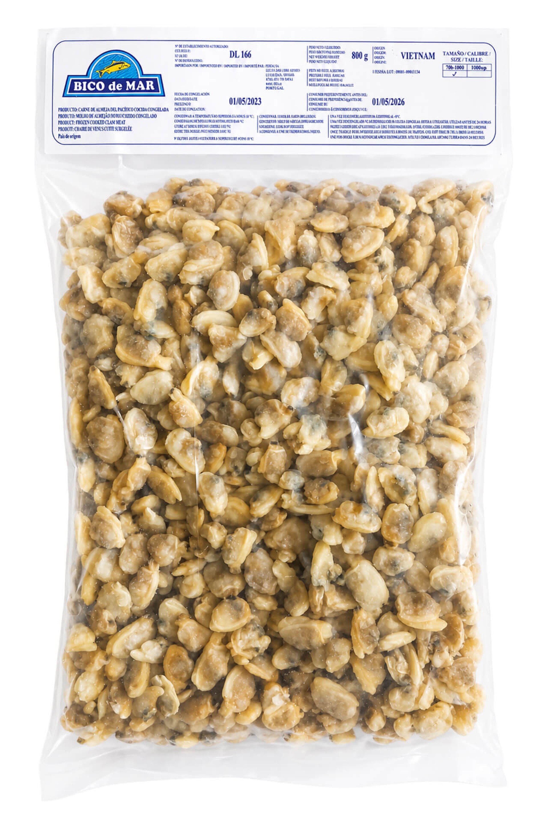 Miolo Amêijoa Zebra 700/1000 Congelada Saco 800 g Miolo Amêijoa Zebra 700/1000 Congelada Saco 800 g