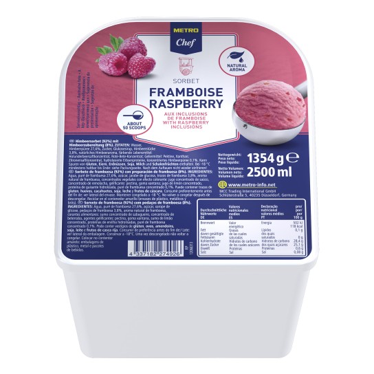 Sorbet Framboesa Congelado METRO Chef 2,5 l Sorbet Framboesa Congelado METRO Chef 2,5 l