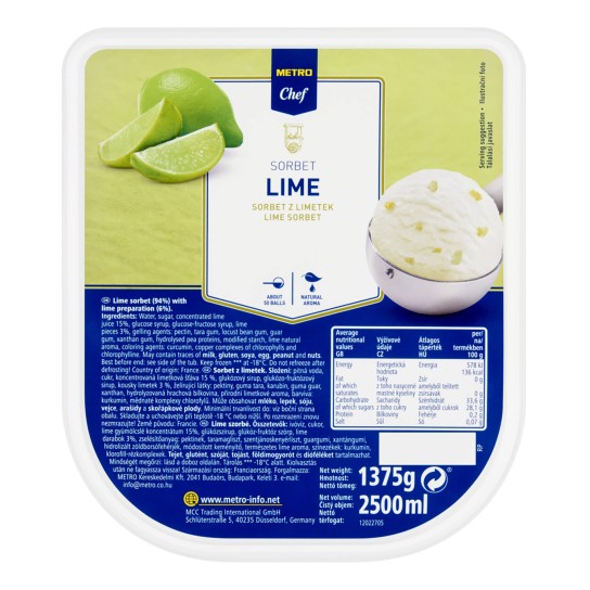 Sorbet Lima Congelado METRO Chef 2,5 l Sorbet Lima Congelado METRO Chef 2,5 l