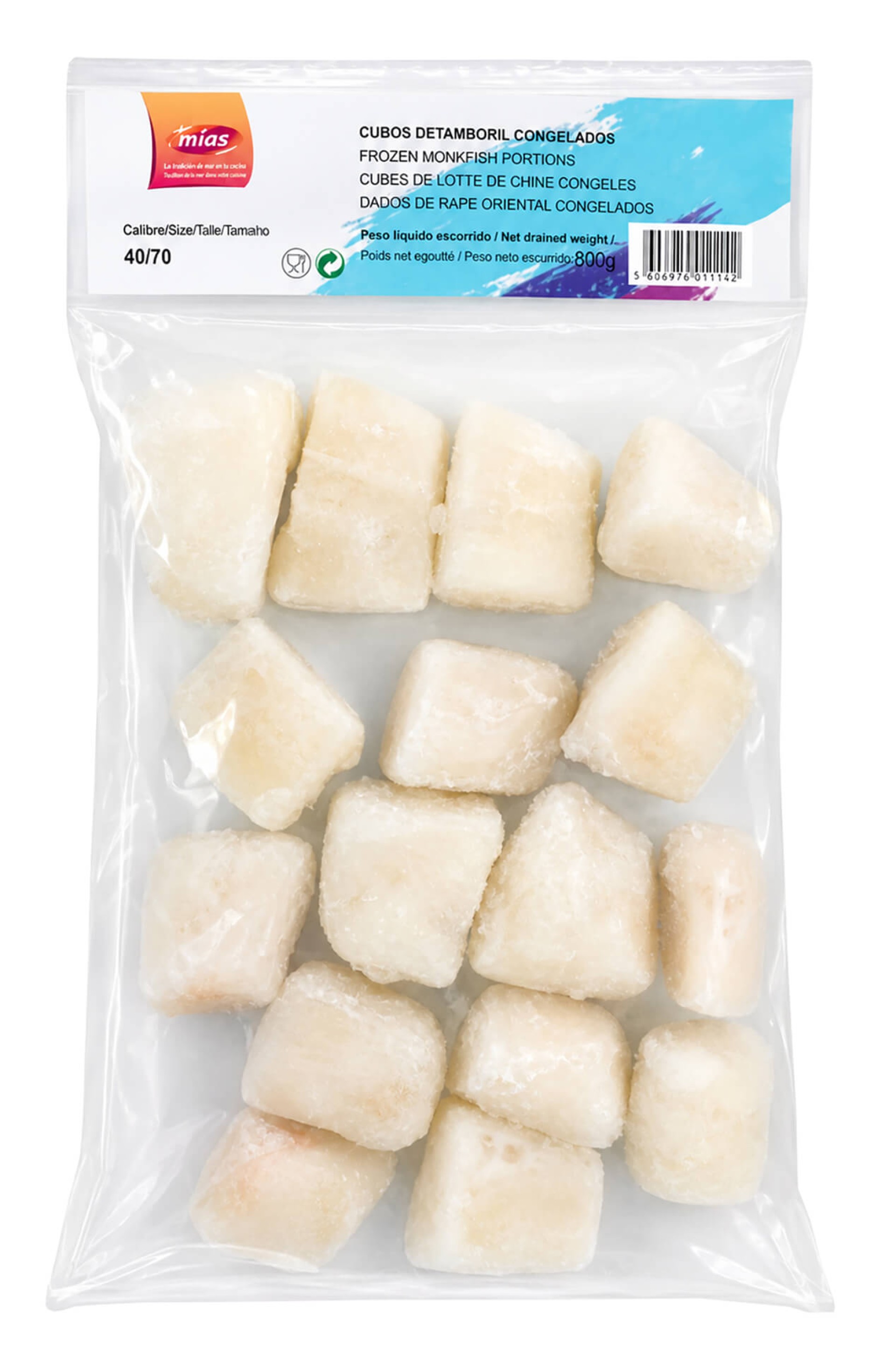 Tamboril Cubos 40/70 g Congelado China 10x800 g Tamboril Cubos 40/70 g Congelado China 10x800 g
