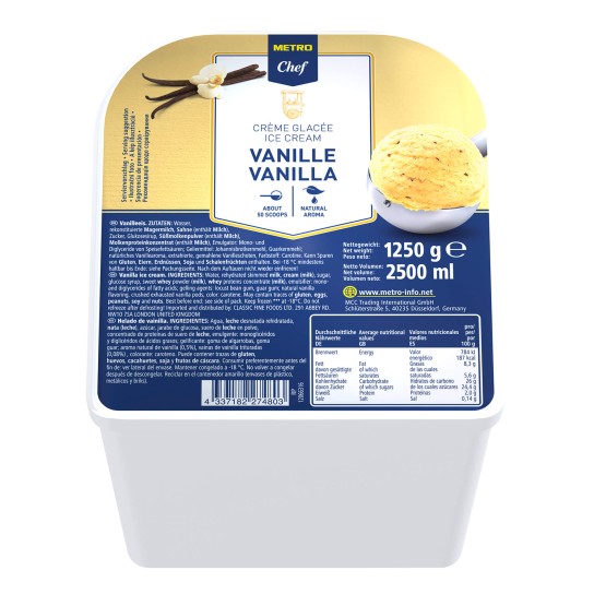 Gelado Baunilha Congelado METRO Chef 2,5 l Gelado Baunilha Congelado METRO Chef 2,5 l