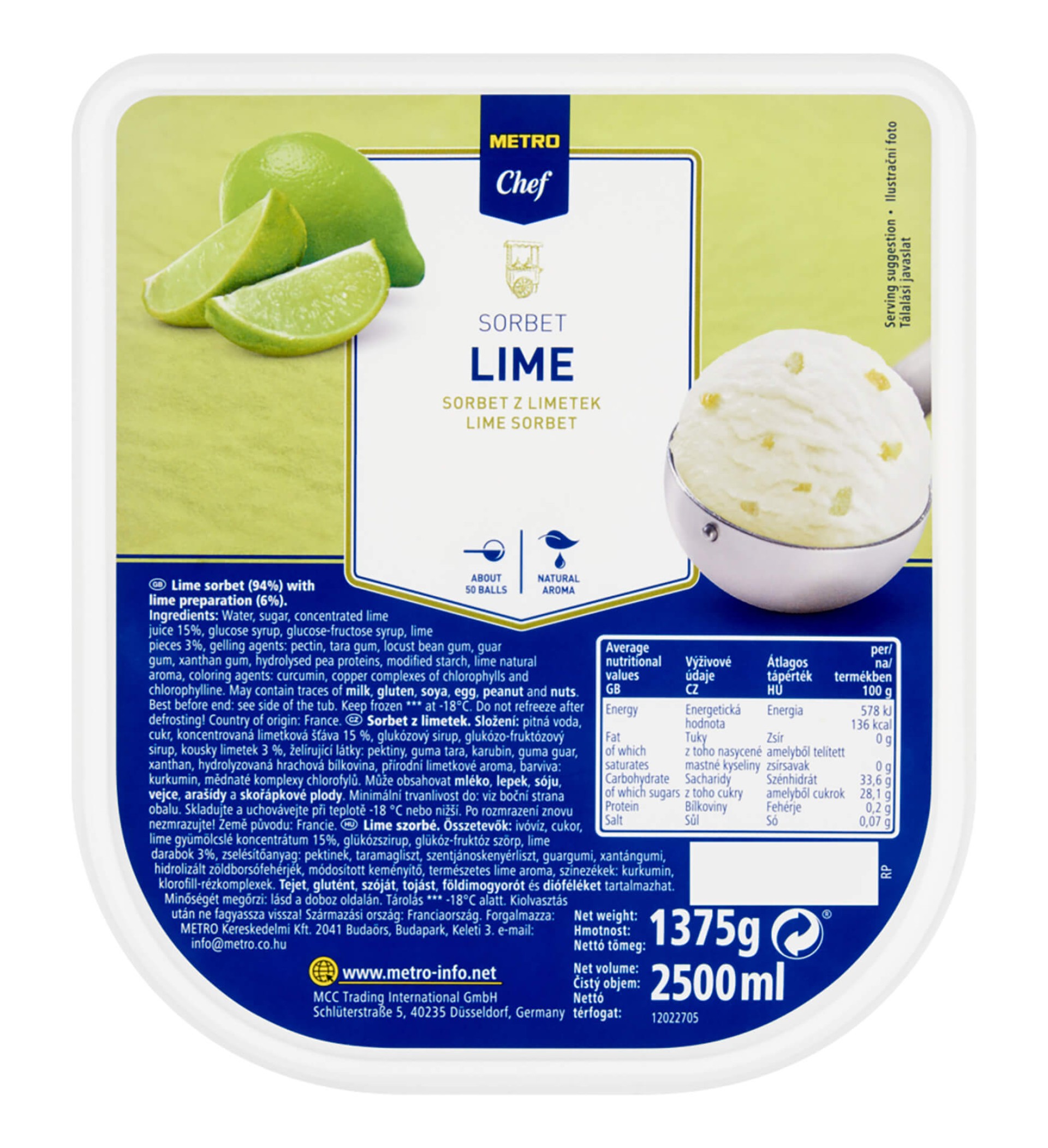 Sorbet Lima Congelado METRO Chef 2,5 l Sorbet Lima Congelado METRO Chef 2,5 l