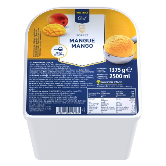 Sorbet Manga Congelado METRO Chef 2,5 l