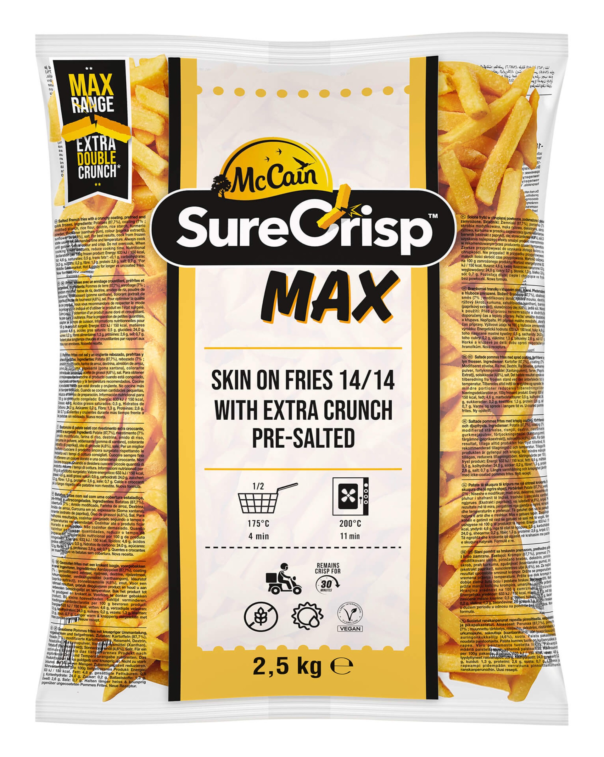 Batata Surecrisp MAX c/ Pele 14/14 Congelada McCain 4x2,5 kg Batata Surecrisp MAX c/ Pele 14/14 Congelada McCain 4x2,5 kg