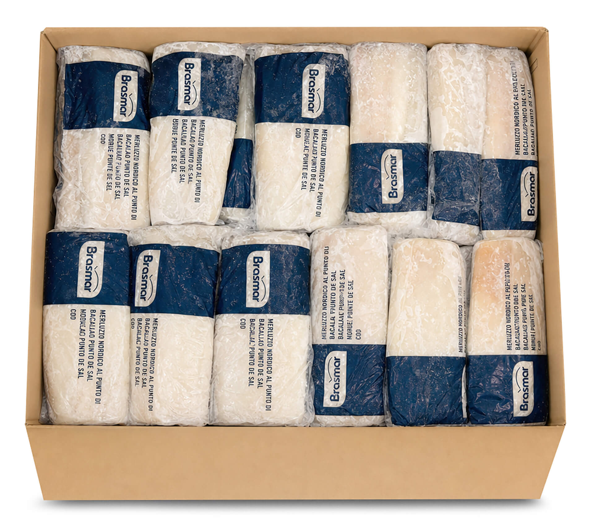 Bacalhau Lombos c/ Pele +300 g Congelado Brasmar Cx 6 kg