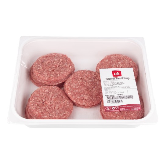 Hamb�rguer Bovino +/- 160 g Fresco Uli Bandeja