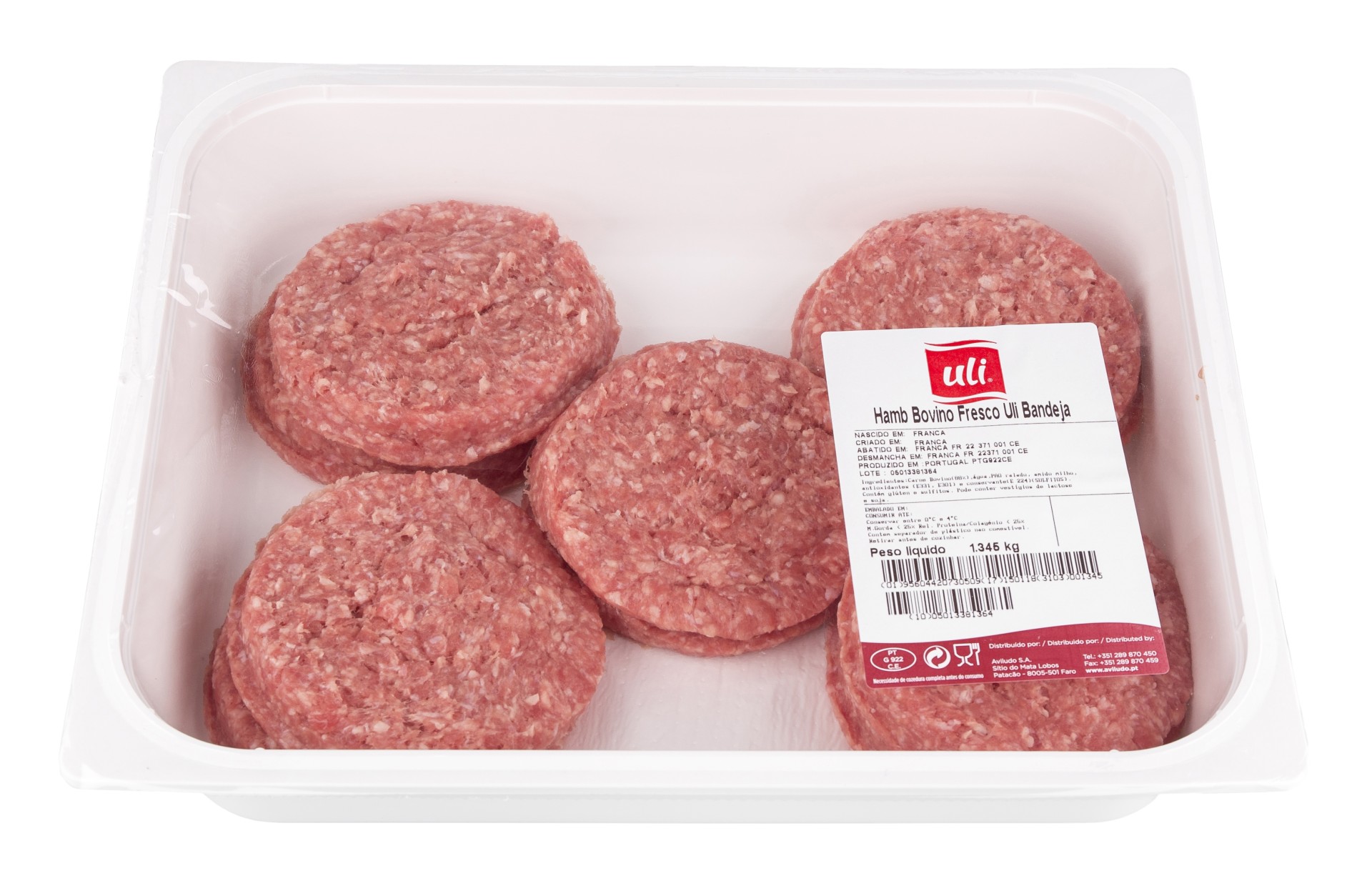 Hamb�rguer Bovino +/- 160 g Fresco Uli Bandeja